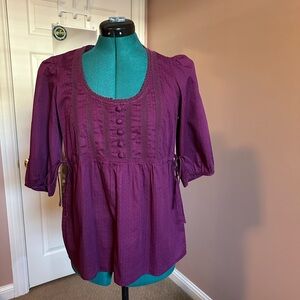 Banana Republic Rich Purple Blouse with Button Accents